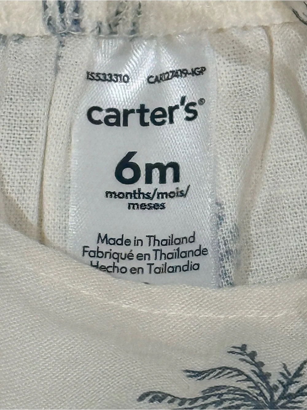 Carter’s Baby Girl Palm Tree Cotton Romper - Ivory size 6 months